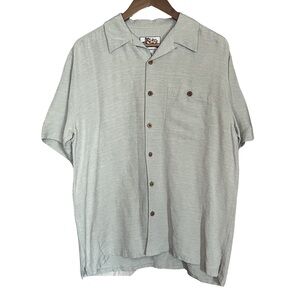 Paradise Coves Medium 100% Silk Short-Sleeve Hawaiian Shirt in Light Sage